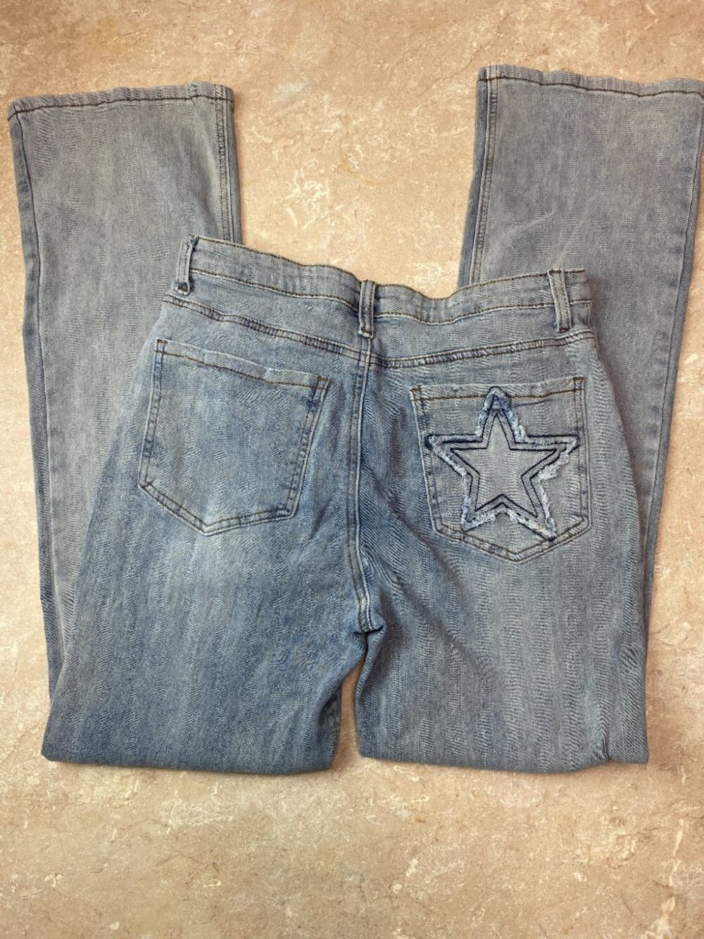 ROMWE Grunge Low Rise Star Patchwork Denim Jeans Size L Like New